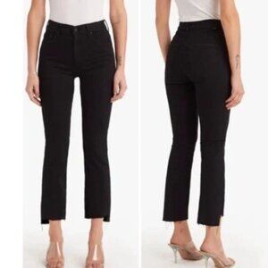 MOTHER Insider Crop Step Fray Jeans Women's 29 Not Guilty Black Wash Raw Hem